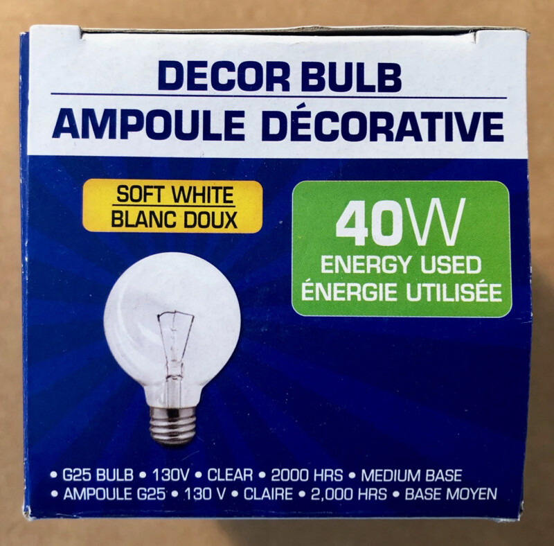 NEW Vanity Bulb 40W Soft White G25 Bulb 13V 2000 Hours Medium Base FREE SHIPPING