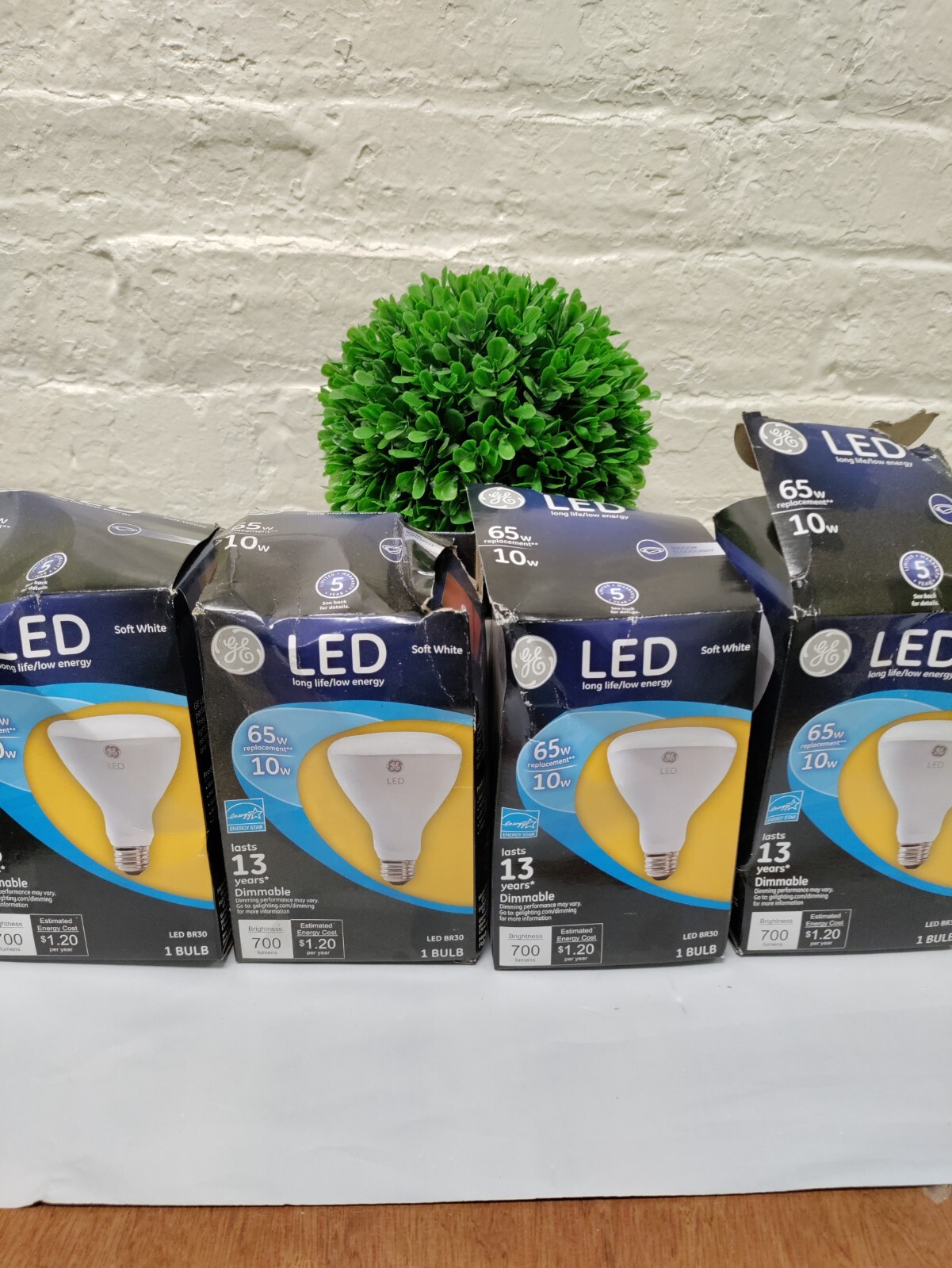 GE LED BR30 Dimmable Soft White Flood Light Bulb, 10W, Each (GEL40893) Set of 4