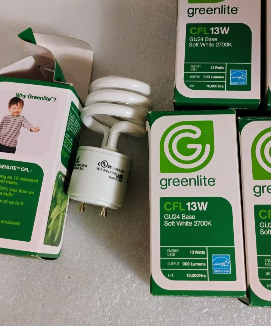 Lot of (3) Greenlite CFL 13W GU24 Base Soft White (replaces 60W)