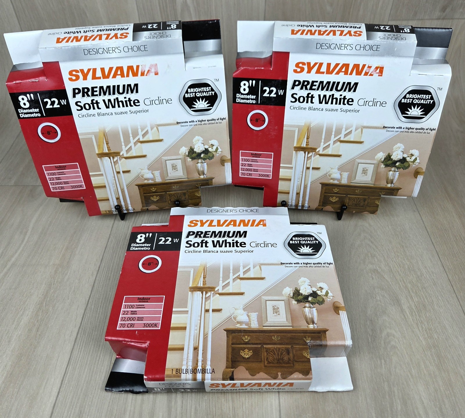 Lot of 3 Sylvania FC8T9 22W T9 3000K Soft White Circline Fluorescent Bulbs