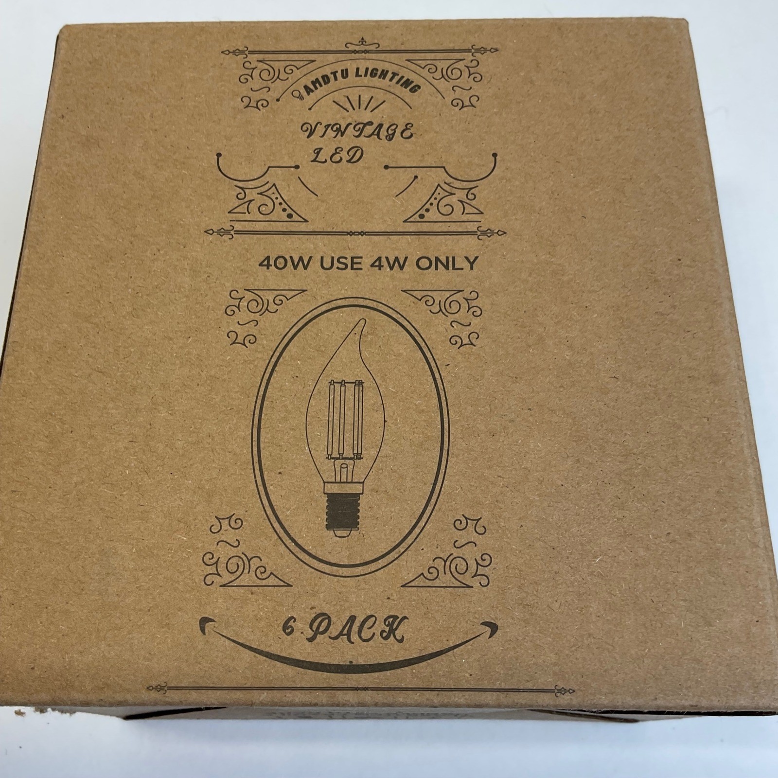 AMDTU Vintage LED Candelabra Bulbs 6 Pack 4W 40W EQ E12 Frosted 2700K Dimmable